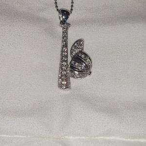 Baseball and bat bling necklace
